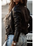 Ramoneska kurtka motocyklowa skórzana czarna Sara