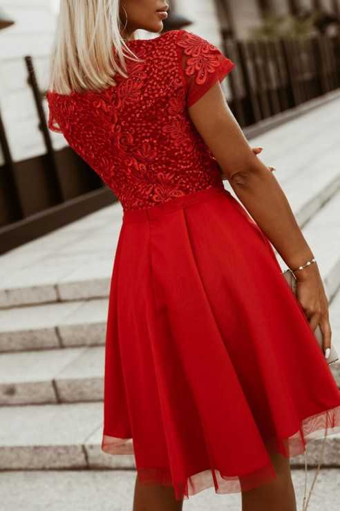 Sukienka tiulowa z koronką Betty czerwona