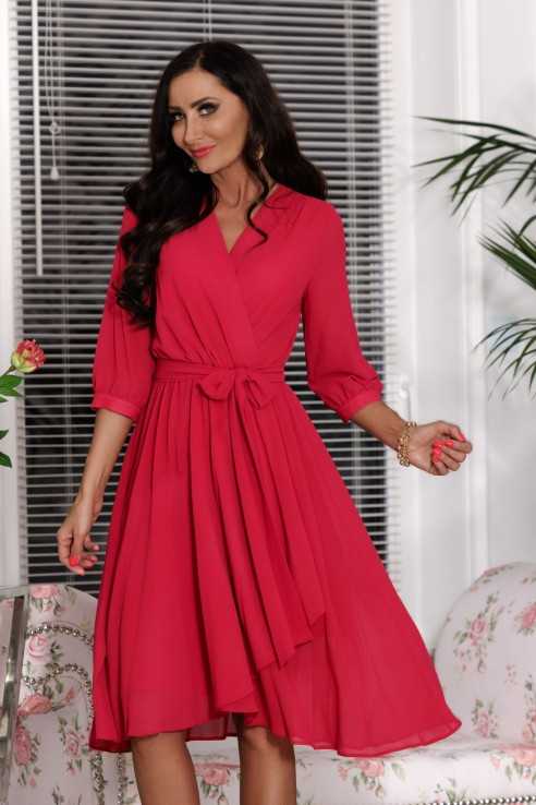 Sukienka midi Kaya malinowa czerwień