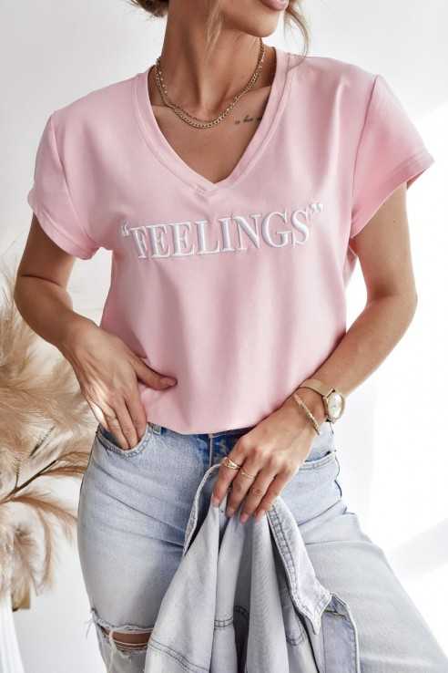 T-shirt Feelings pudrowy róż