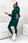 Bluza z kapturem oversize STAY HERE lips butelkowa zieleń