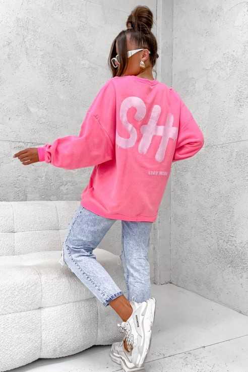 Bluza oversize graffiti neon róż