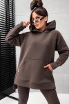 Bluza z kapturem oversize STAY HERE brązowa