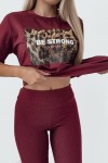 T-shirt Be Strong bordowy