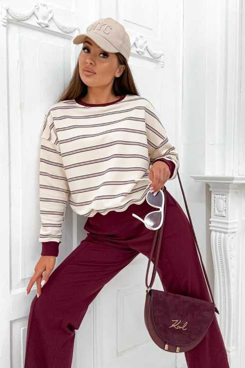 Bluza w paski SH bordowa 1