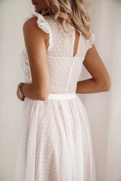 Sukienka koronkowa z tiulem midi Patrizia biała